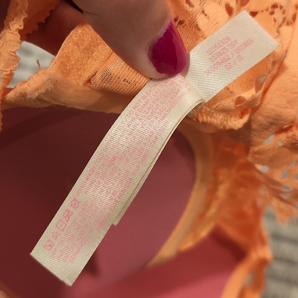 Florescent orange Victorias secret PINK lace bralet size L. - Picture 6 of 7
